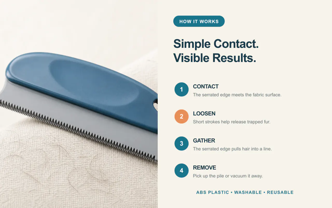 Diagram showing the two differently spaced serrated edges of the brush