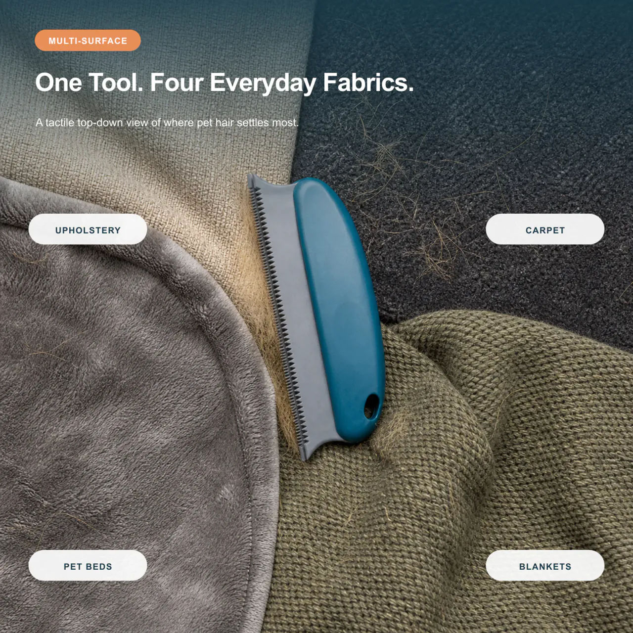 Reusable pet hair remover for sofa carpet car seat and pet bed surfaces