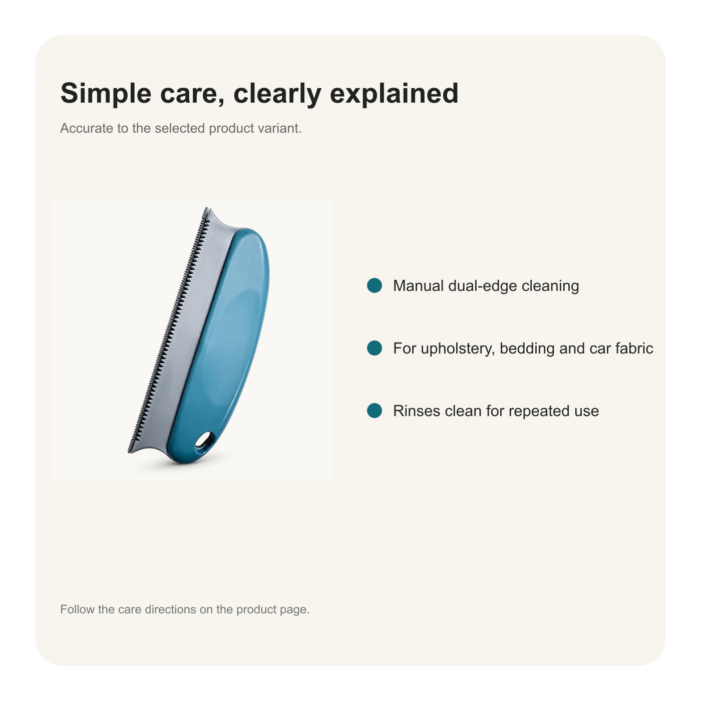 Reusable pet hair remover brush features for upholstery bedding and car fabric